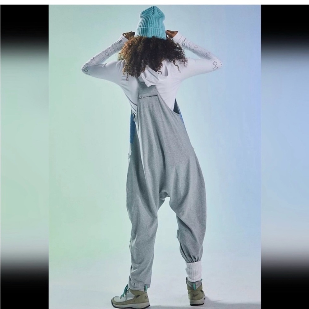 NWT Free People Movement Hotshot Onesie Jumpsuit Heather Grey Cotton Women’s L - Picture 3 of 13